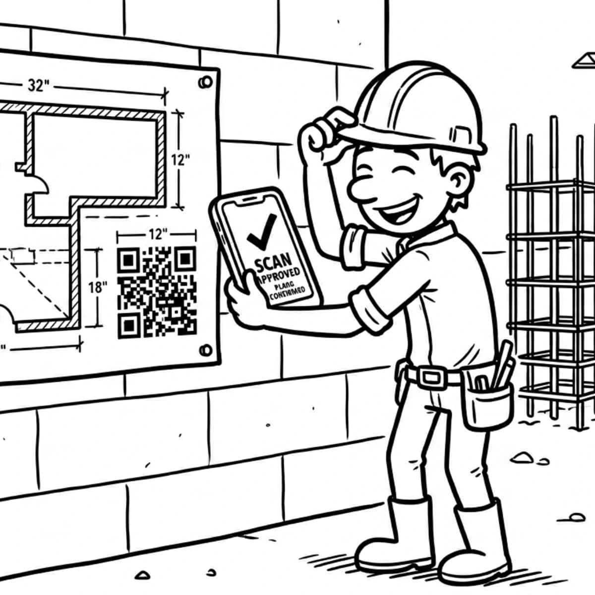 Builder on site with drawings