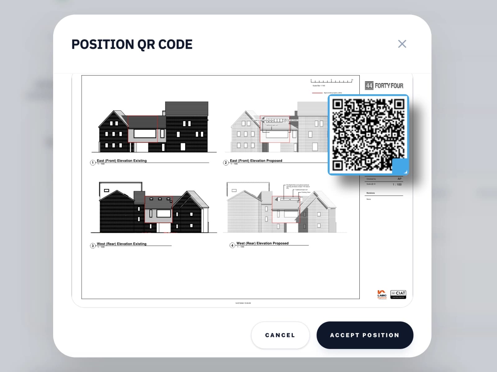 QR code added to drawing during upload